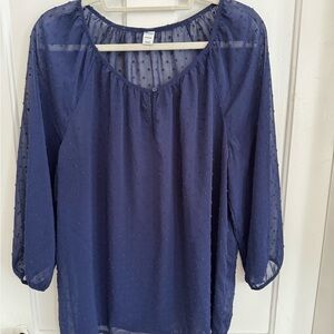 Old Navy Navy Blue Sheer Blouse